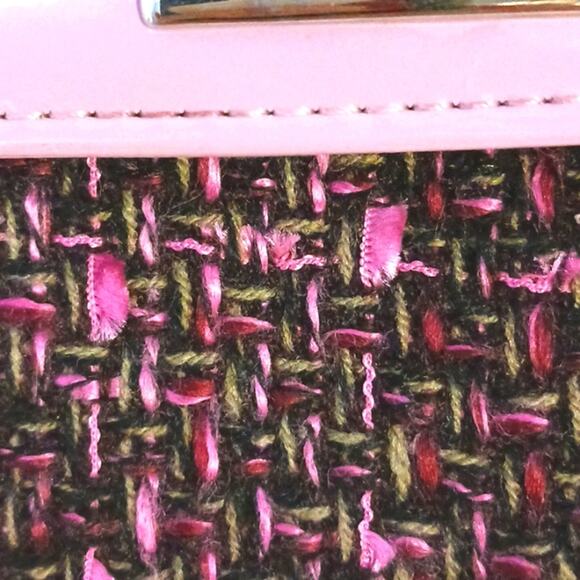 Crossbody Tweed Weave LAVENDER PINK Converible Clutch Purse Elegant Avante Garde - Picture 6 of 14